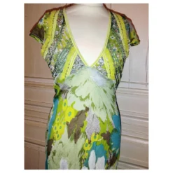 ANTIK BATIK KLEID KLEID COCKTAIL SEIDE STEINE QUASTEN CRENOLINE TL OR 36/38 Grün -Deutschland Fem Leucht Verkaufs-Shop 780187 10