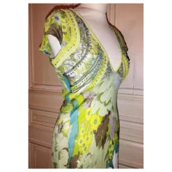 ANTIK BATIK KLEID KLEID COCKTAIL SEIDE STEINE QUASTEN CRENOLINE TL OR 36/38 Grün -Deutschland Fem Leucht Verkaufs-Shop 780187 6