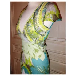 ANTIK BATIK KLEID KLEID COCKTAIL SEIDE STEINE QUASTEN CRENOLINE TL OR 36/38 Grün -Deutschland Fem Leucht Verkaufs-Shop 780187 7