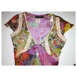 ANTIK BATIK KLEID KLEID PALM BEACH SEIDE STEINE QUASTEN CRENOLINE TS 36 Pink -Deutschland Fem Leucht Verkaufs-Shop 780188 3