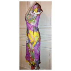 ANTIK BATIK KLEID KLEID PALM BEACH SEIDE STEINE QUASTEN CRENOLINE TS 36 Pink -Deutschland Fem Leucht Verkaufs-Shop 780188 4