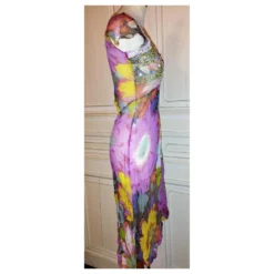 ANTIK BATIK KLEID KLEID PALM BEACH SEIDE STEINE QUASTEN CRENOLINE TS 36 Pink -Deutschland Fem Leucht Verkaufs-Shop 780188 5