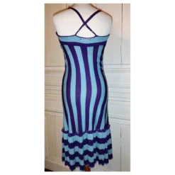 Jean Paul Gaultier GAULTIER KLEID KLEID COUTURE BAYADERE WECHSELNDER AUSSCHNITT RÜCKENKREUZUNG T 38 Pflaume -Deutschland Fem Leucht Verkaufs-Shop 780190 4