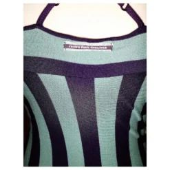 Jean Paul Gaultier GAULTIER KLEID KLEID COUTURE BAYADERE WECHSELNDER AUSSCHNITT RÜCKENKREUZUNG T 38 Pflaume -Deutschland Fem Leucht Verkaufs-Shop 780190 5