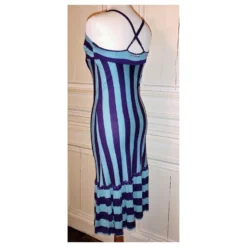 Jean Paul Gaultier GAULTIER KLEID KLEID COUTURE BAYADERE WECHSELNDER AUSSCHNITT RÜCKENKREUZUNG T 38 Pflaume -Deutschland Fem Leucht Verkaufs-Shop 780190 8