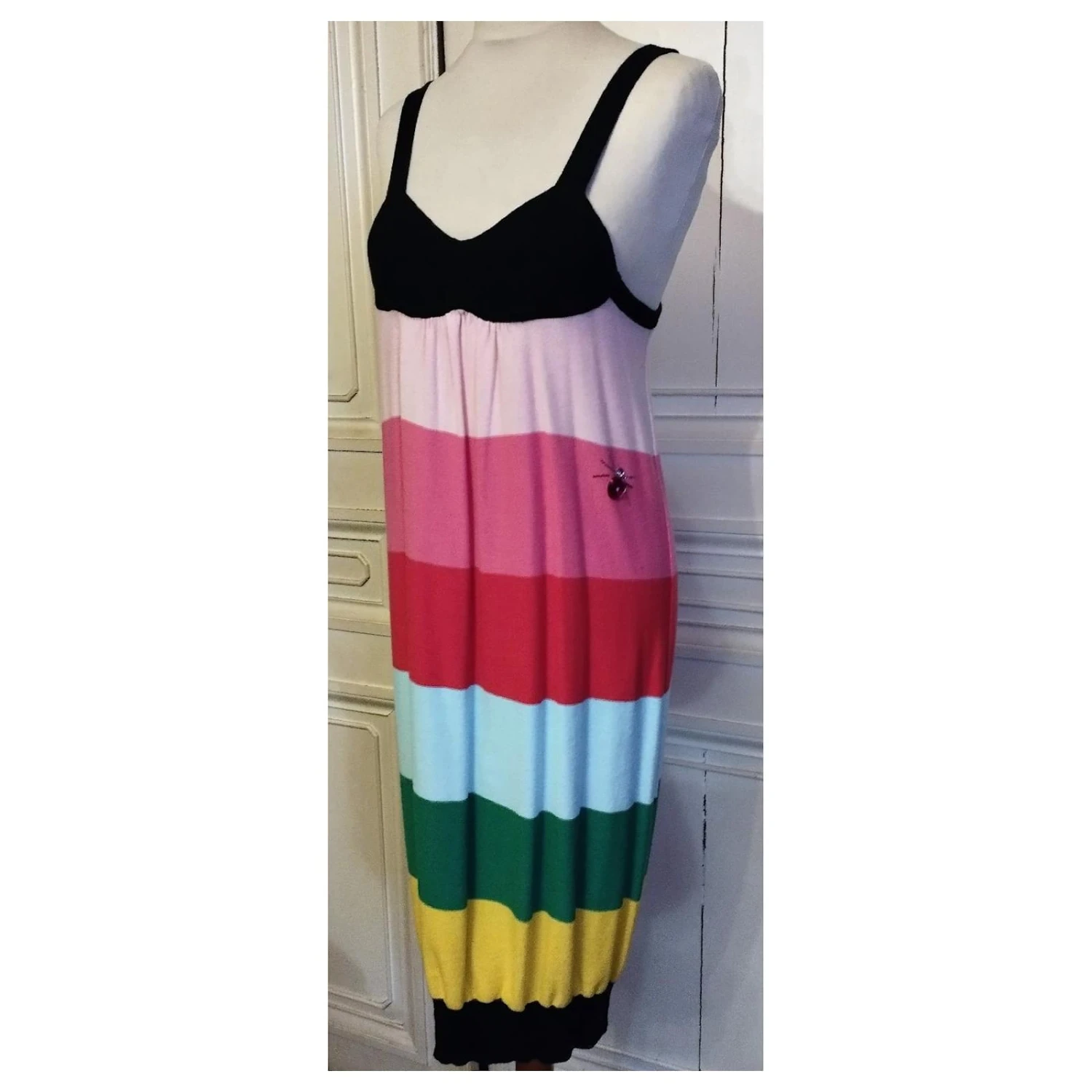 SONIA RYKIEL KLEID AUS PIMAWOLLE MIT DIAMS BIENENBROSCHE S 16 JAHRE ODER S 36/40 Mehrfarben 2 SONIA RYKIEL KLEID AUS PIMAWOLLE MIT DIAMS BIENENBROSCHE S 16 JAHRE ODER S 36/40 Mehrfarben – Bild 2