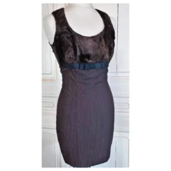 KENZO KLEID COUTURE COCKTAIL ABEND SCHOKOLADE BAYADERE BOW T 34/36 Dunkelbraun -Deutschland Fem Leucht Verkaufs-Shop 785708 10