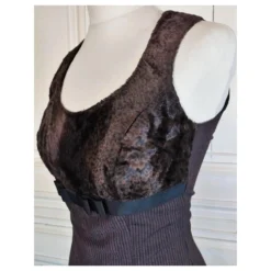 KENZO KLEID COUTURE COCKTAIL ABEND SCHOKOLADE BAYADERE BOW T 34/36 Dunkelbraun -Deutschland Fem Leucht Verkaufs-Shop 785708 4