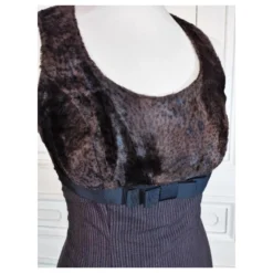 KENZO KLEID COUTURE COCKTAIL ABEND SCHOKOLADE BAYADERE BOW T 34/36 Dunkelbraun -Deutschland Fem Leucht Verkaufs-Shop 785708 9