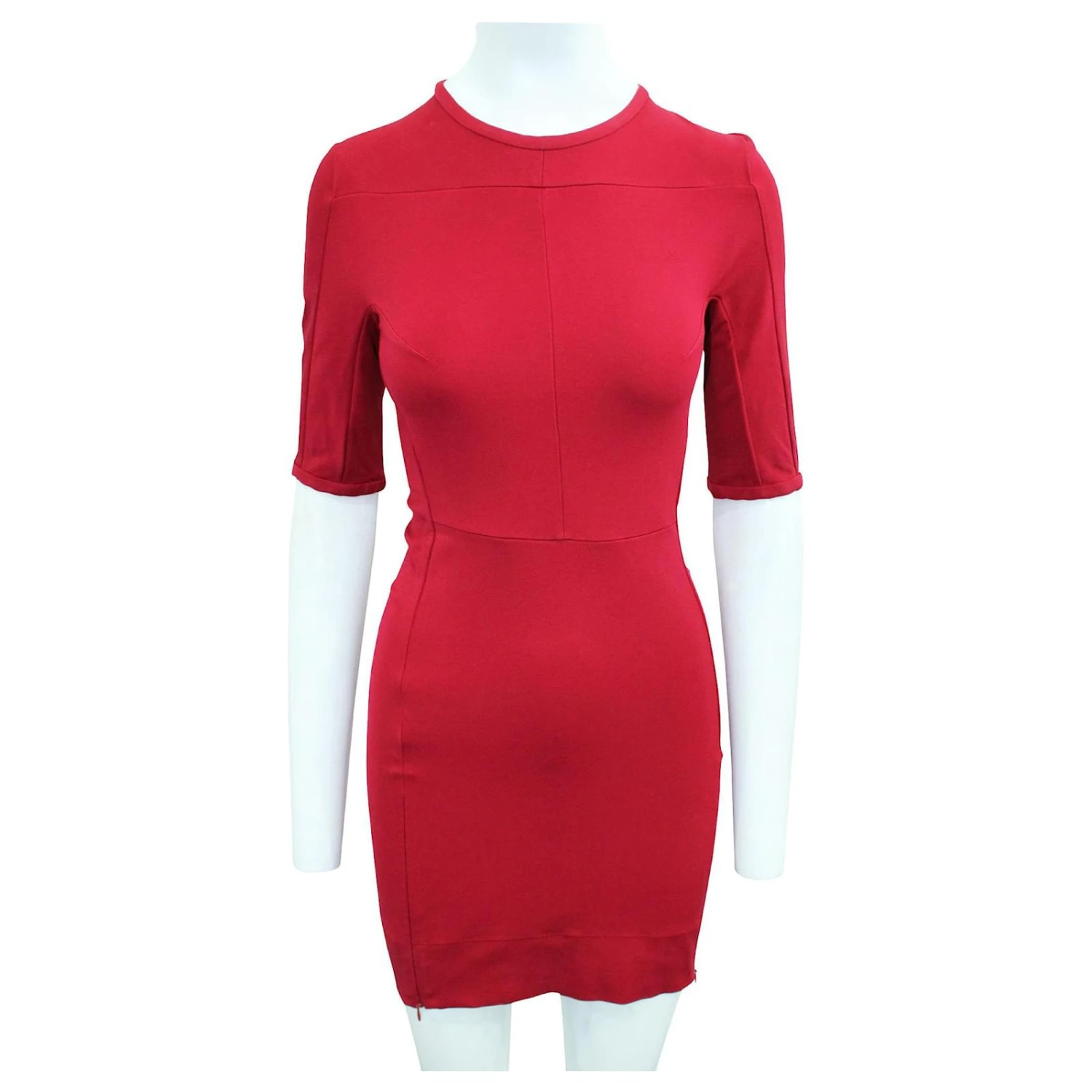 Diane Von Furstenberg Schmal Geschnittenes Rotes Kleid Mit Reißverschlüssen Unten 2 Diane Von Furstenberg Schmal Geschnittenes Rotes Kleid Mit Reißverschlüssen Unten – Bild 2