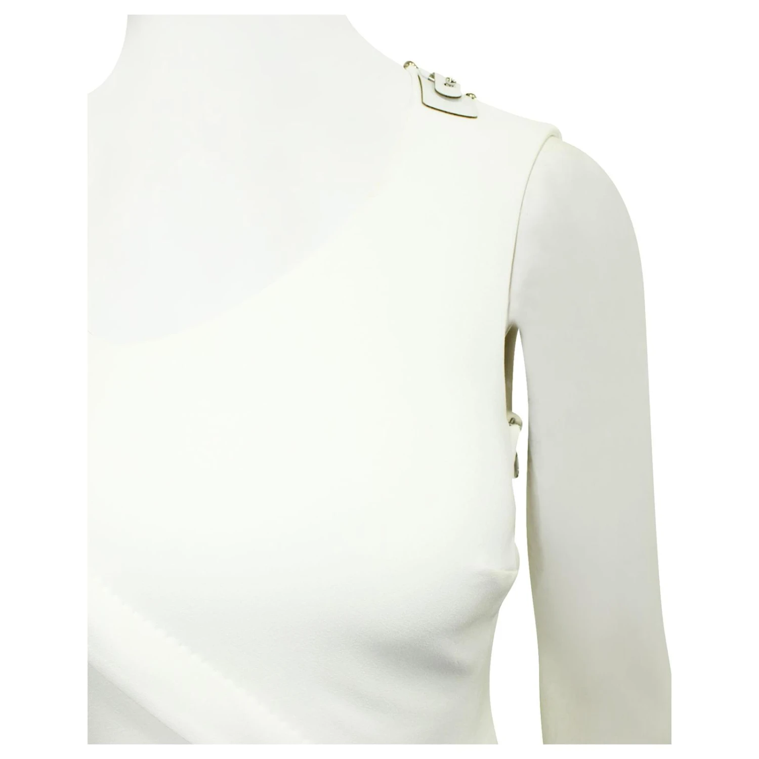 Autre Marque Elfenbeinfarbenes Kleid Mit Lederverzierungen Weiß Roh 5 Autre Marque Elfenbeinfarbenes Kleid Mit Lederverzierungen Weiß Roh – Bild 5