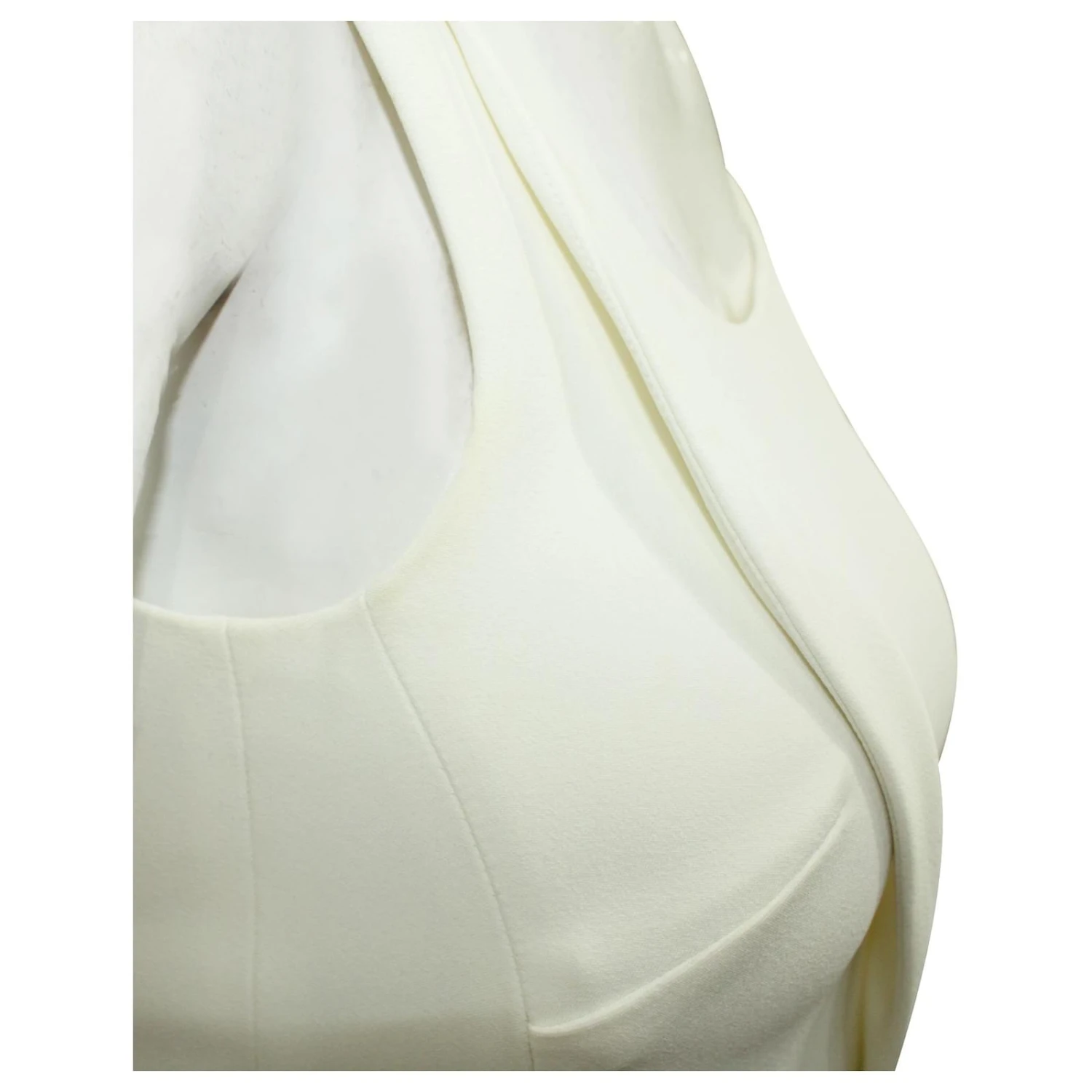 Autre Marque Elfenbeinfarbenes Kleid Mit Lederverzierungen Weiß Roh 7 Autre Marque Elfenbeinfarbenes Kleid Mit Lederverzierungen Weiß Roh – Bild 7