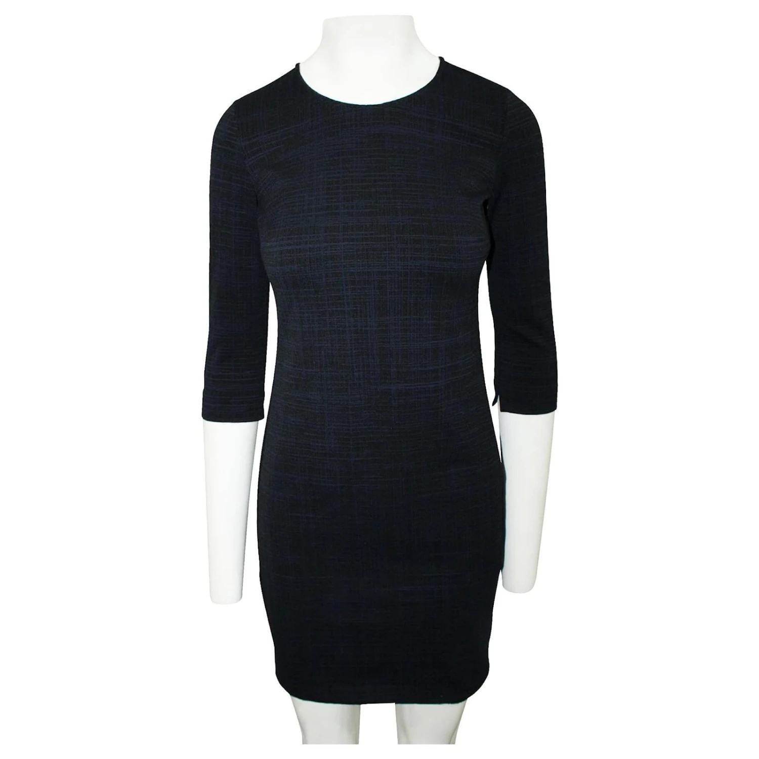 Theory Schmal Geschnittenes Marineblaues Kleid 2 Theory Schmal Geschnittenes Marineblaues Kleid – Bild 2