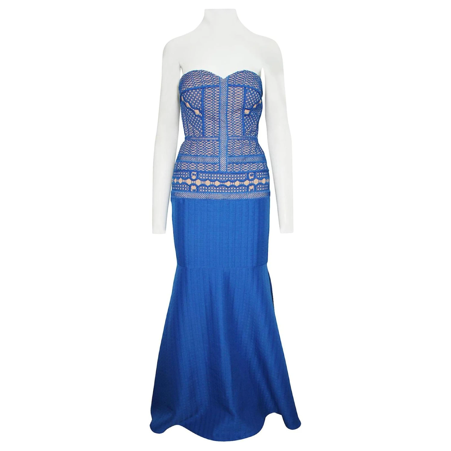 Autre Marque Trägerloses Blaues Besticktes Kleid 2 Autre Marque Trägerloses Blaues Besticktes Kleid – Bild 2