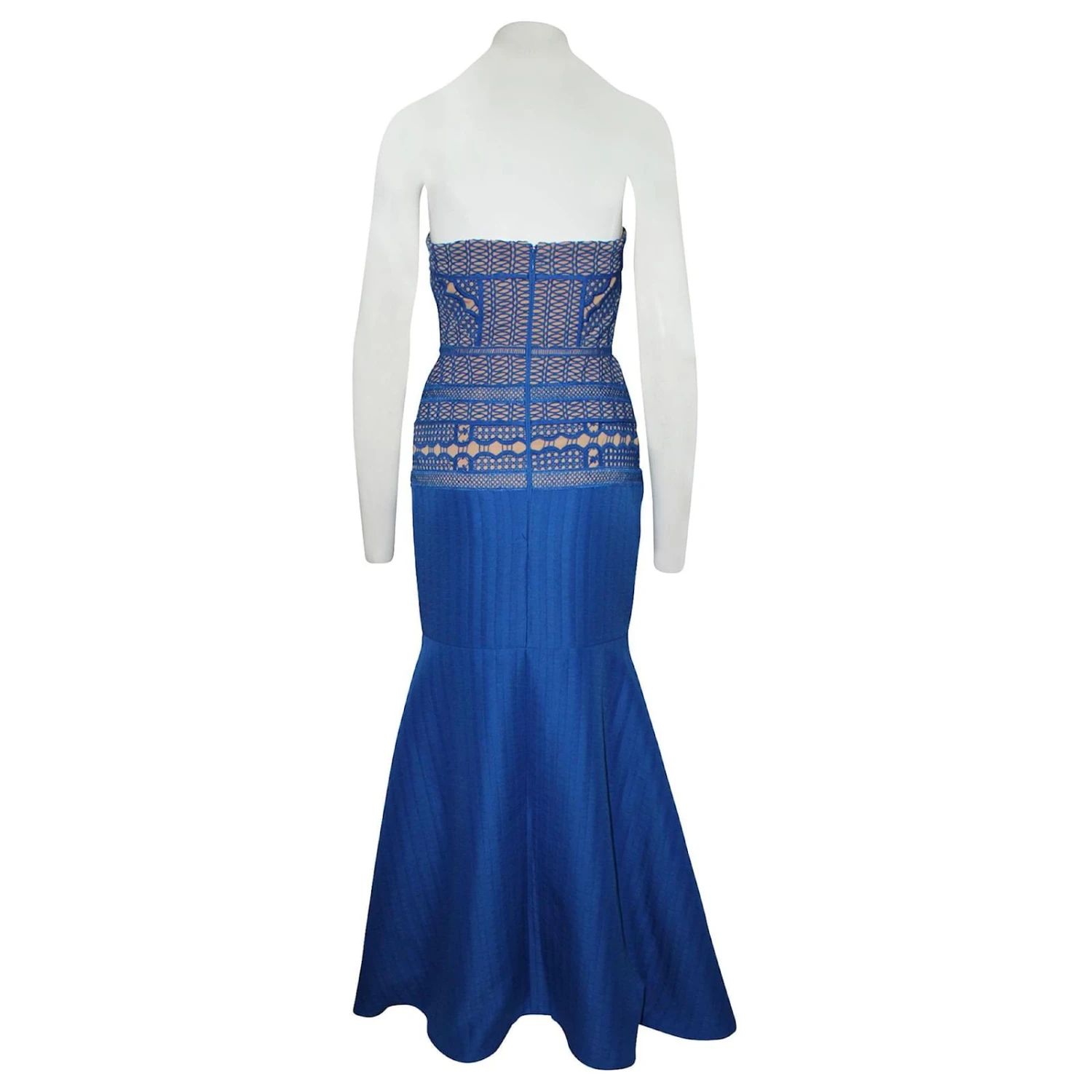 Autre Marque Trägerloses Blaues Besticktes Kleid 3 Autre Marque Trägerloses Blaues Besticktes Kleid – Bild 3