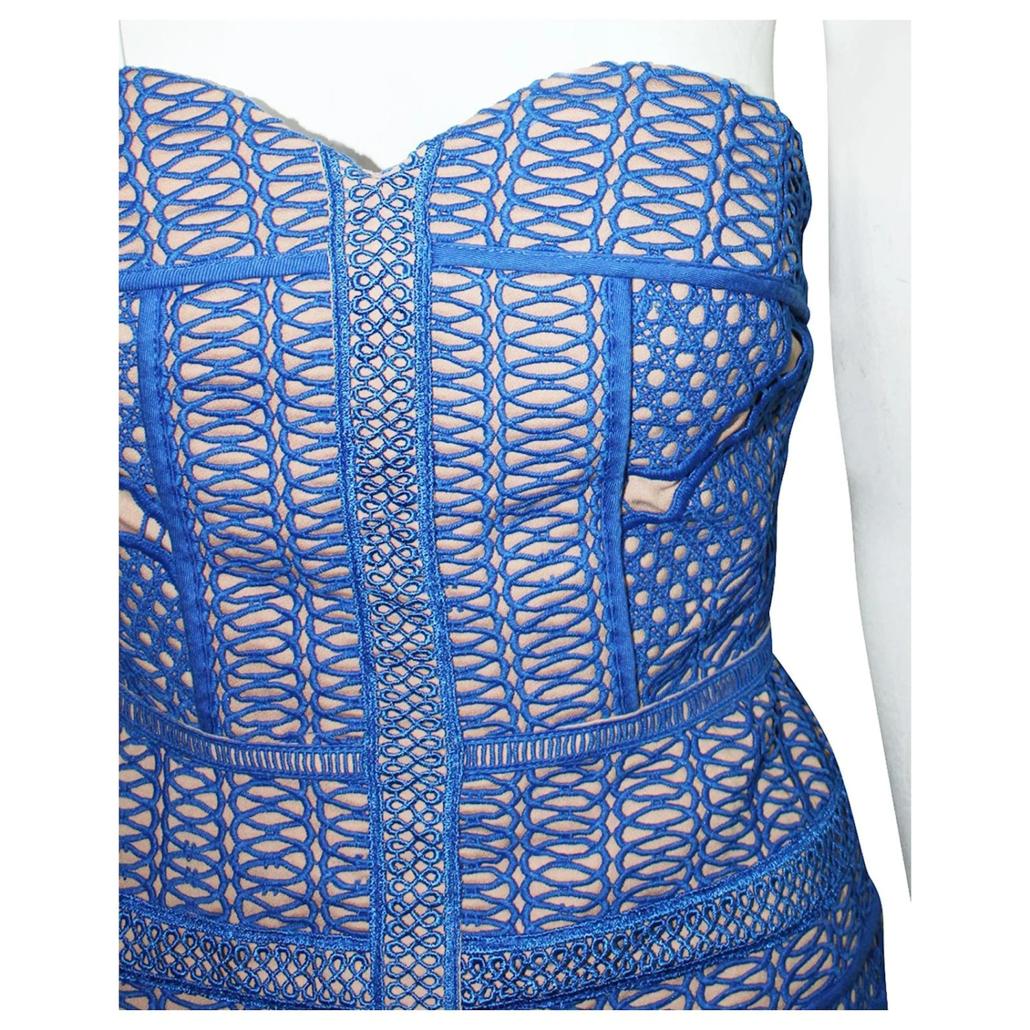 Autre Marque Trägerloses Blaues Besticktes Kleid 5 Autre Marque Trägerloses Blaues Besticktes Kleid – Bild 5