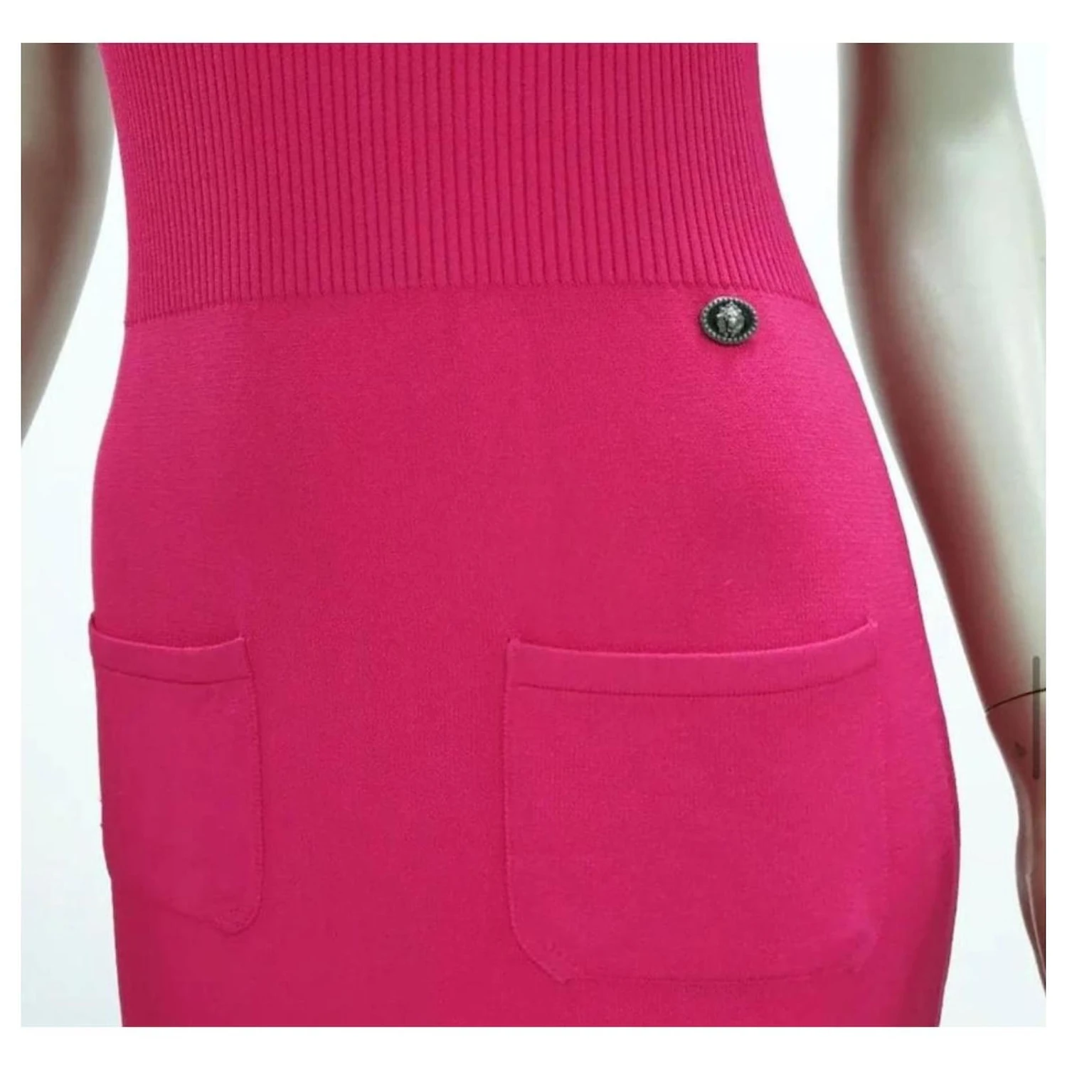 Chanel 2010 Rosa Strick-Midi-Pullover-Kleid Pink 4 Chanel 2010 Rosa Strick-Midi-Pullover-Kleid Pink – Bild 4