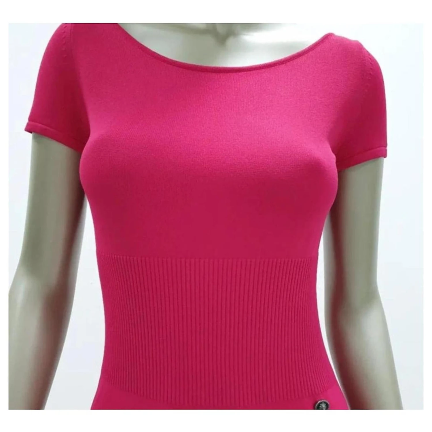 Chanel 2010 Rosa Strick-Midi-Pullover-Kleid Pink 5 Chanel 2010 Rosa Strick-Midi-Pullover-Kleid Pink – Bild 5