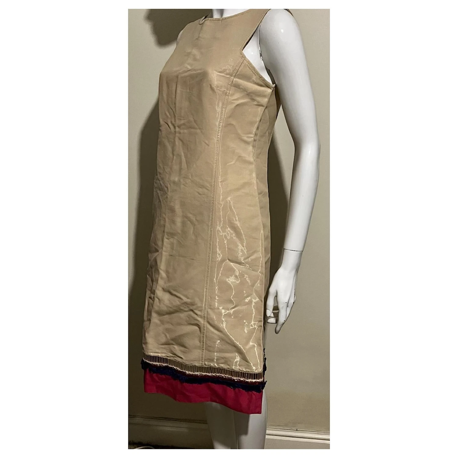 Alberta Ferretti Kleid Aus Wollmischung Mit Metallic-Schimmer Beige Golden 3 Alberta Ferretti Kleid Aus Wollmischung Mit Metallic-Schimmer Beige Golden – Bild 3