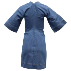 Victoria Beckham T-Shirt-Kleid Mit Tiefem V Aus Blauer Baumwolle -Deutschland Fem Leucht Verkaufs-Shop 860439 3