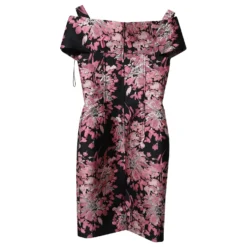 Dolce & Gabbana Schulterfreies Kleid Aus Lurex Mit Blumenmuster Aus Schwarzem Polyester -Deutschland Fem Leucht Verkaufs-Shop 862350 5