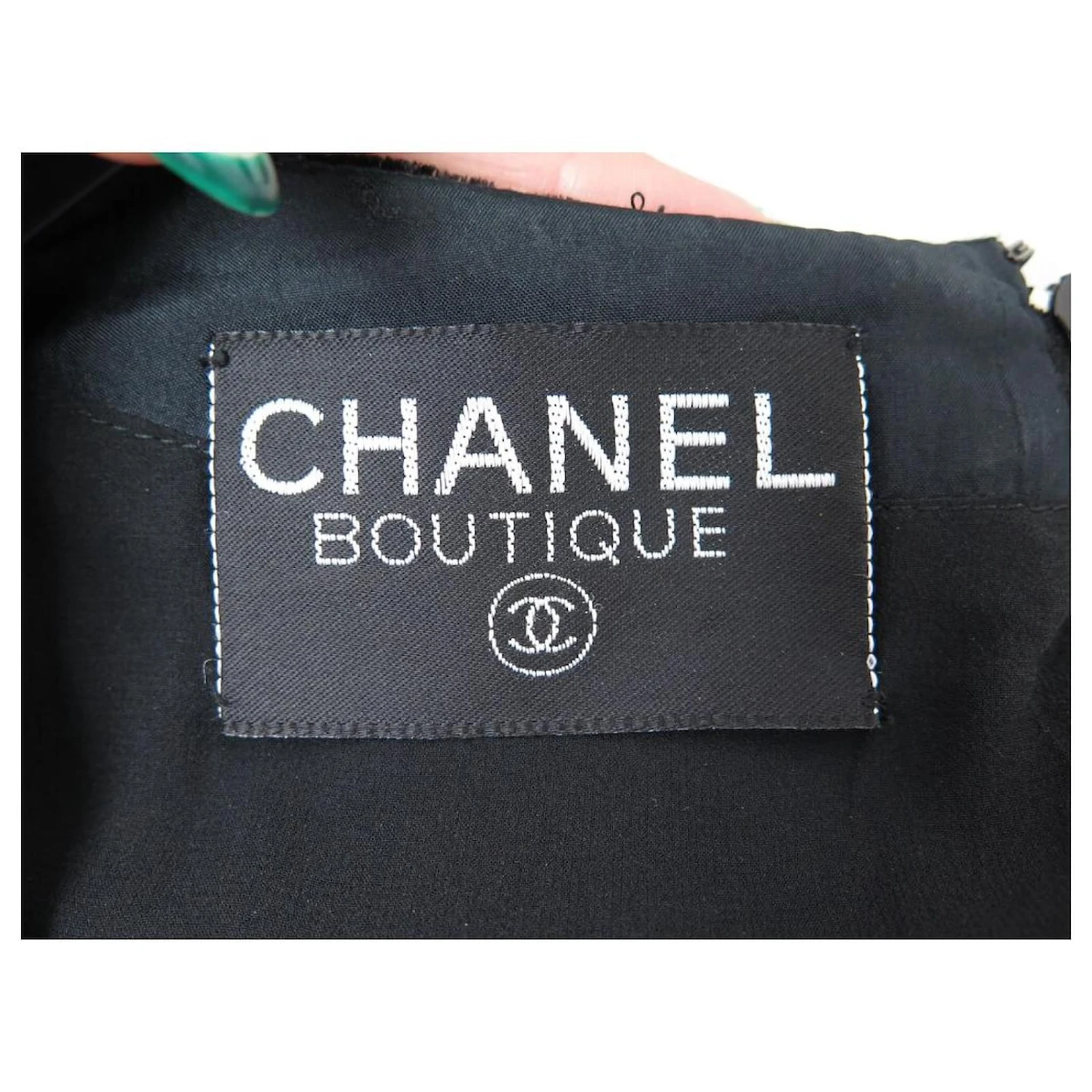 VINTAGE KLEID CHANEL EDELWEISS BLUMEN LANGARM 40 M SAMTKLEID Schwarz 9 VINTAGE KLEID CHANEL EDELWEISS BLUMEN LANGARM 40 M SAMTKLEID Schwarz – Bild 9