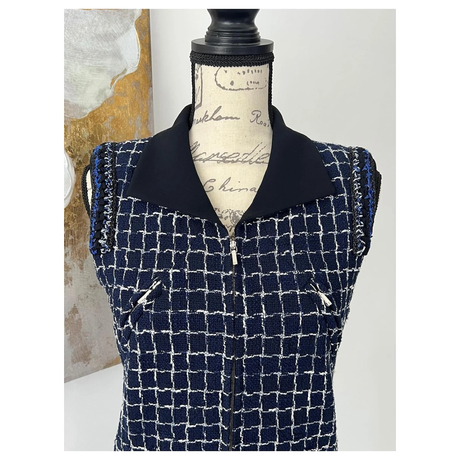 Chanel, 8,7K$ Lesage Tweed-Kleid Blau 3 Chanel, 8,7K$ Lesage Tweed-Kleid Blau – Bild 3