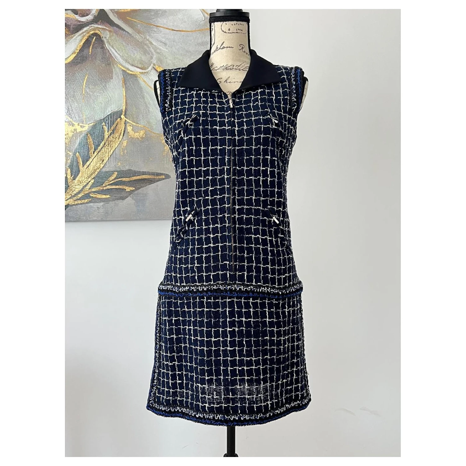 Chanel, 8,7K$ Lesage Tweed-Kleid Blau 6 Chanel, 8,7K$ Lesage Tweed-Kleid Blau – Bild 6
