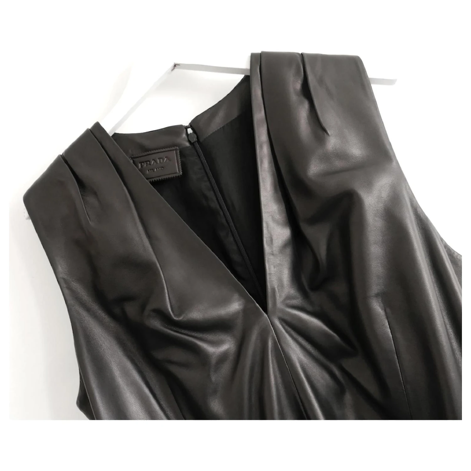 Prada PF15 Schwarzes Kleid Mit Ledergürtel 3 Prada PF15 Schwarzes Kleid Mit Ledergürtel – Bild 3