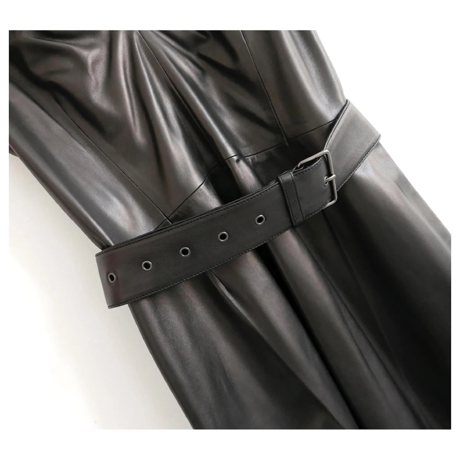 Prada PF15 Schwarzes Kleid Mit Ledergürtel 4 Prada PF15 Schwarzes Kleid Mit Ledergürtel – Bild 4