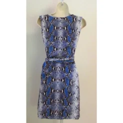 Diane Von Furstenberg Neues Della Kleid In Python Pop Medium Blue Iris Schwarz Weiß Lila -Deutschland Fem Leucht Verkaufs-Shop 89449 6