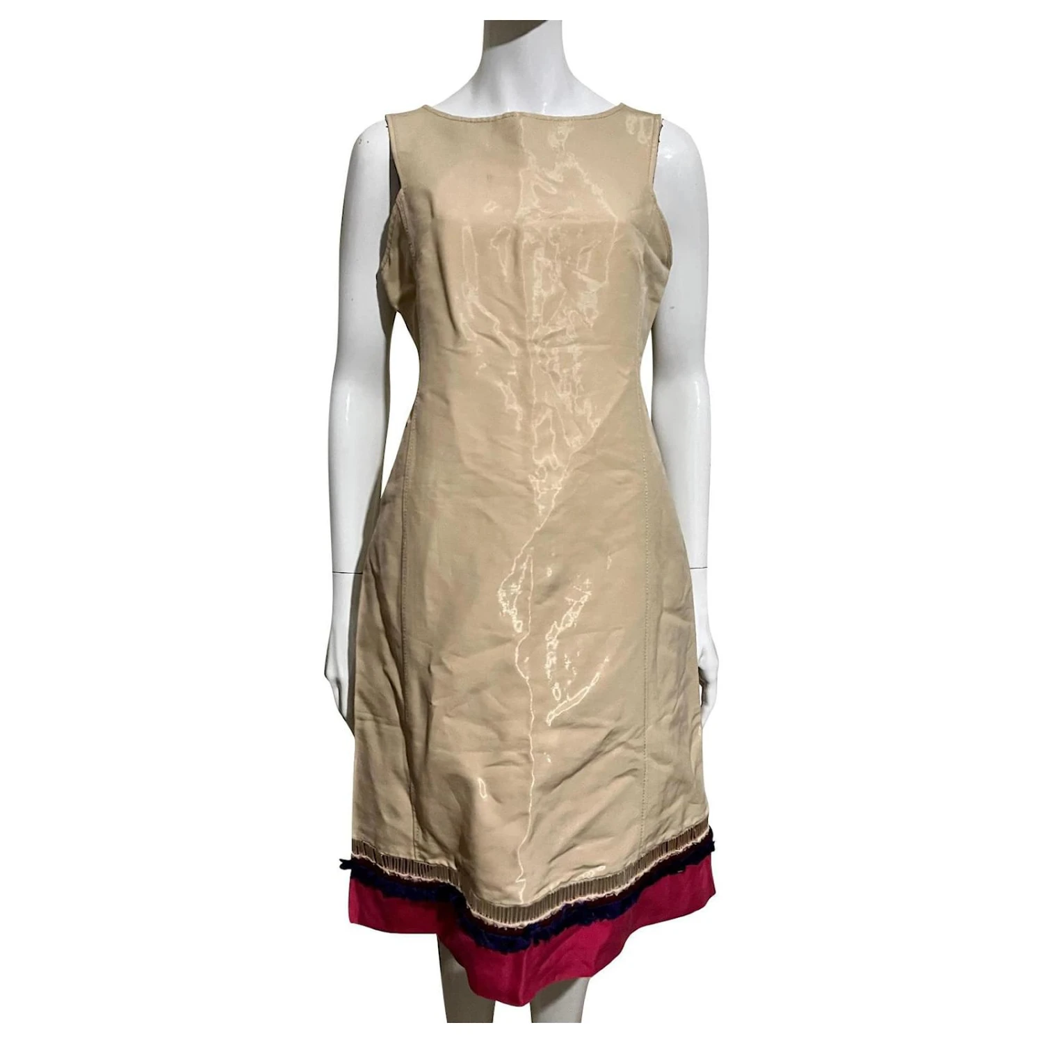 Alberta Ferretti Kleid Aus Wollmischung Mit Metallic-Schimmer Beige Golden 1 Alberta Ferretti Kleid Aus Wollmischung Mit Metallic-Schimmer Beige Golden