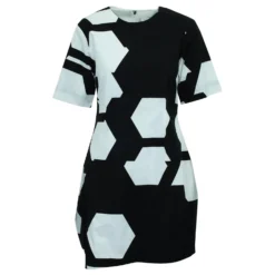 Calvin Klein Schwarzes Und Weißes Kleid
