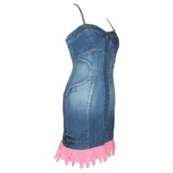 CHRISTIAN LACROIX KLEID PIN UP CANCAN RÜSCHEN GRAFIK T 36/38 Blau