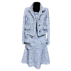 Chanel 12K $ Tweedjacke + Kleid Blau