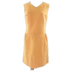 Chanel Mittelorange Wolle CC Kleid