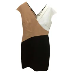 Diane Von Furstenberg Colourblock-Kleid Schwarz Weiß Karamell