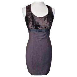 KENZO KLEID COUTURE COCKTAIL ABEND SCHOKOLADE BAYADERE BOW T 34/36 Dunkelbraun