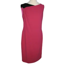 Escada Kleid Drapieren Schwarz Rot