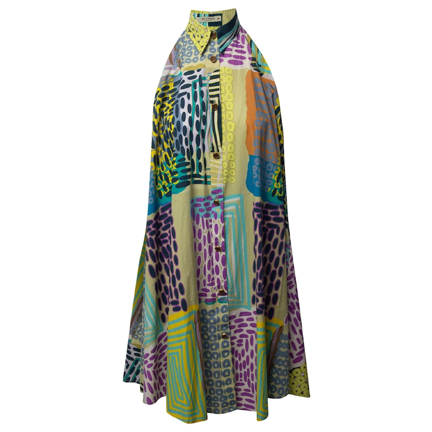 Etro Bedrucktes ärmelloses Kleid Aus Mehrfarbiger Baumwolle 1 Etro Bedrucktes ärmelloses Kleid Aus Mehrfarbiger Baumwolle