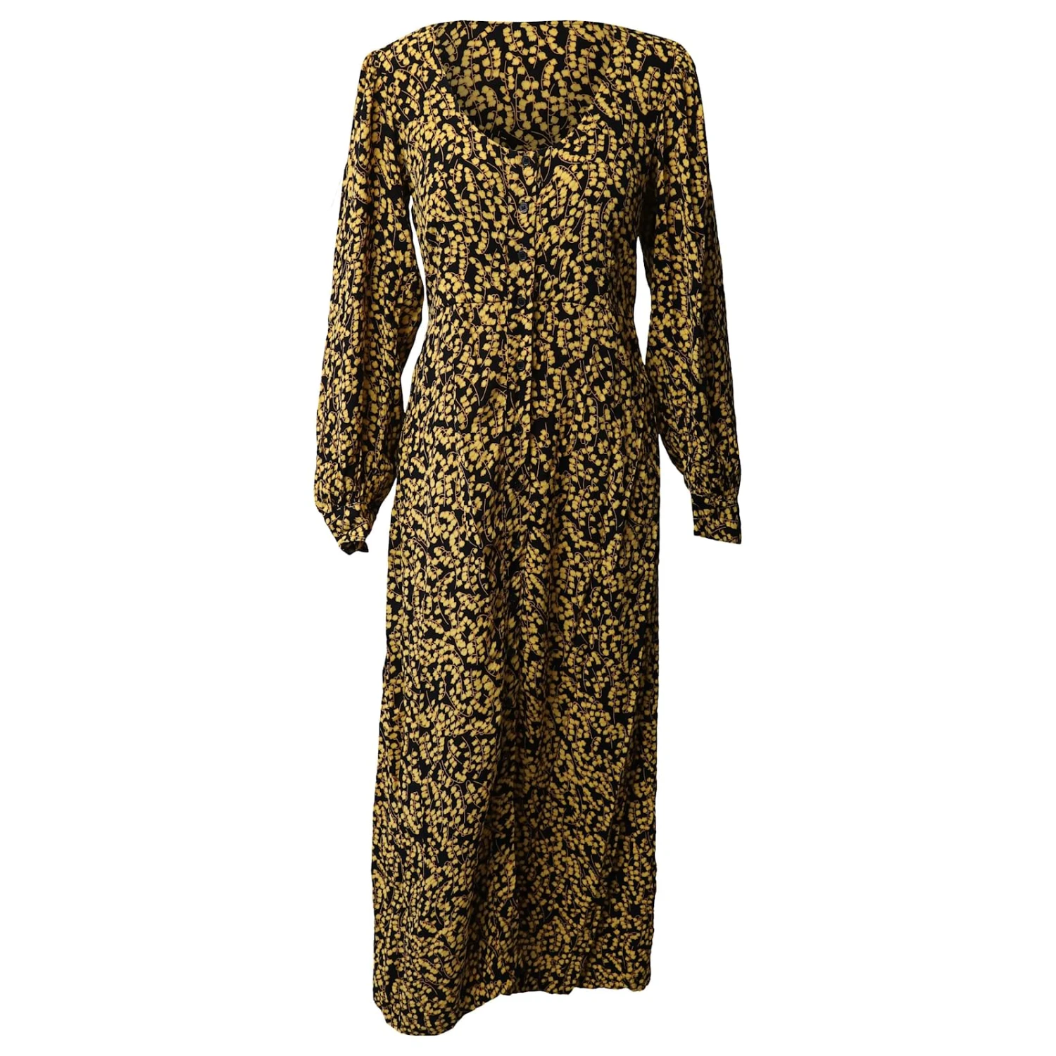 Ganni Ala Langes Kleid Aus Schwarzer Viskose 1 Ganni Ala Langes Kleid Aus Schwarzer Viskose