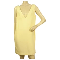 Dondup Yellow Viscose Mini Sleeveless V Neckline Tank Kleid Größe 42 W. Taschen Gelb