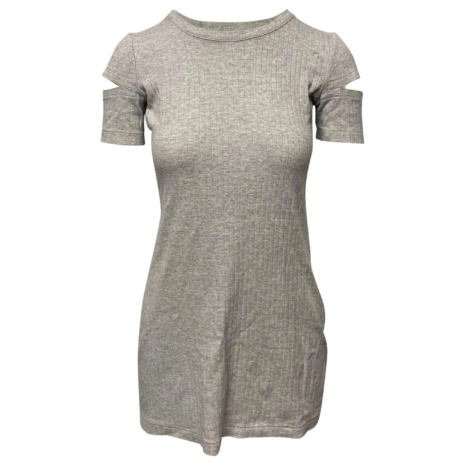 Helmut Lang Kleid Mit Schlitzärmeln Aus Grauer Baumwolle