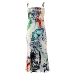 Just Cavalli Midi-Slip-Kleid Mit Schmetterlings-Print Mehrfarben