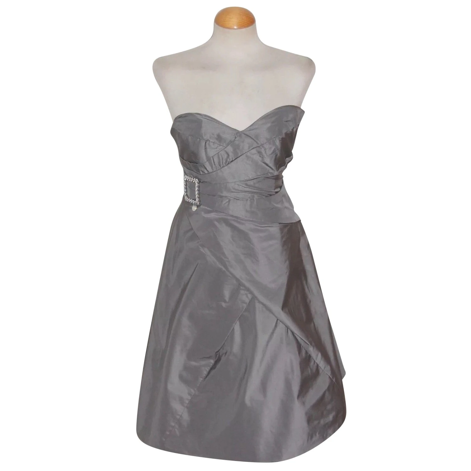Karen Millen Silber Trägerloses Kleid 1 Karen Millen Silber Trägerloses Kleid