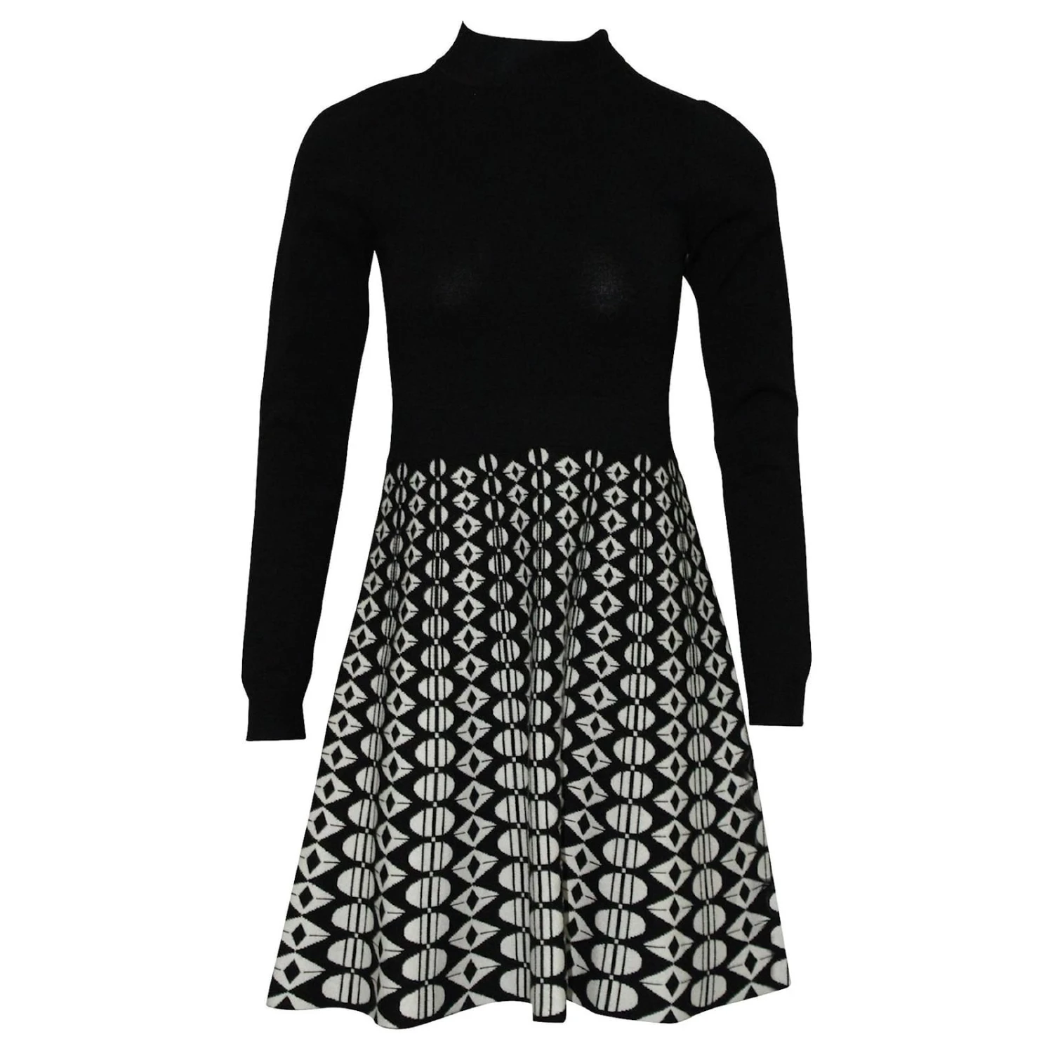Karen Millen Stehkragen, Schwarz-weißes Kleid 1 Karen Millen Stehkragen, Schwarz-weißes Kleid