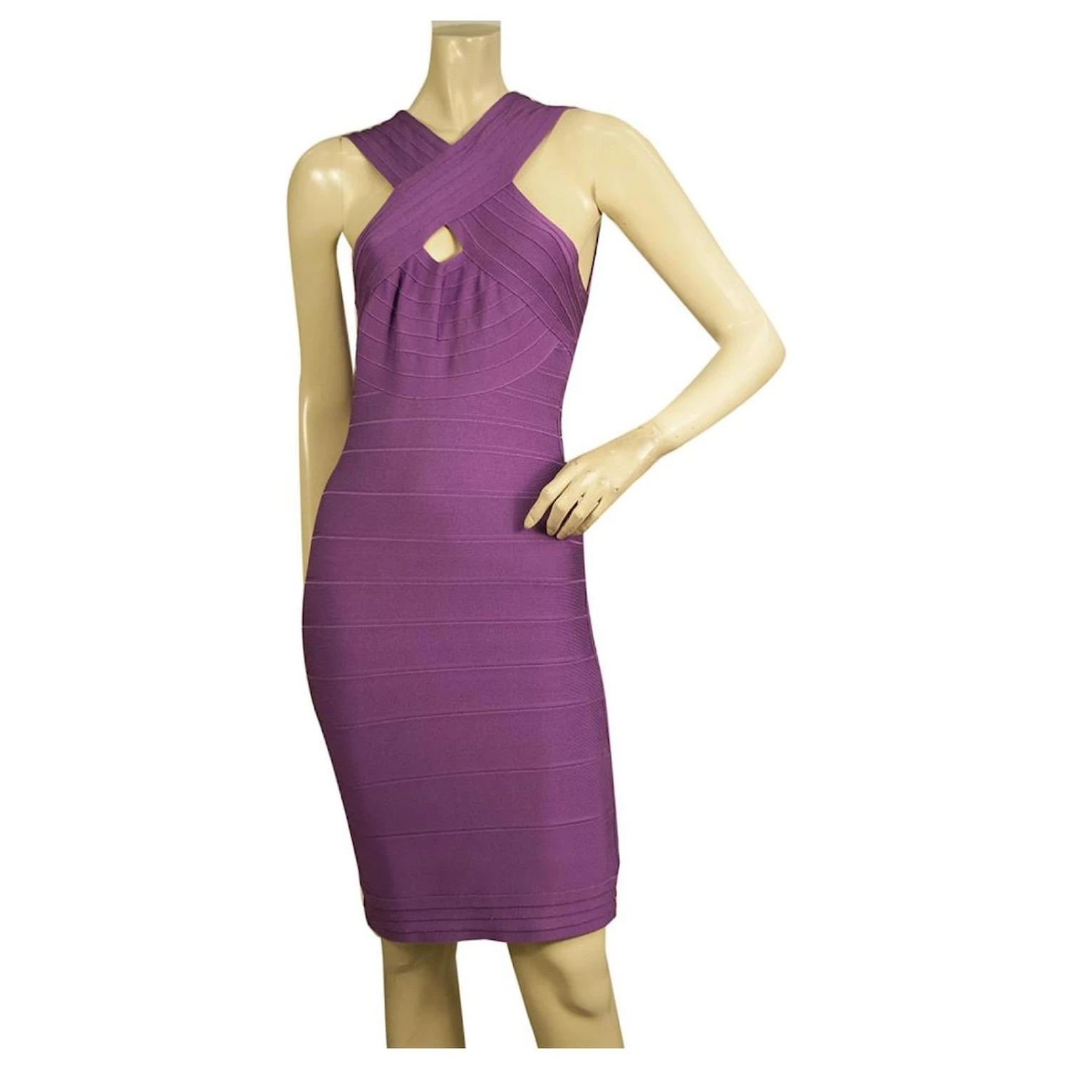 Herve Leger Purple Bandage Bodycon Ärmellos Minilänge Kleid Größe M Lila 1 Herve Leger Purple Bandage Bodycon Ärmellos Minilänge Kleid Größe M Lila