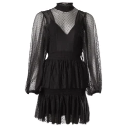 Maje Kleid Aus Tüll Mit Volant Aus Schwarzem Polyamid