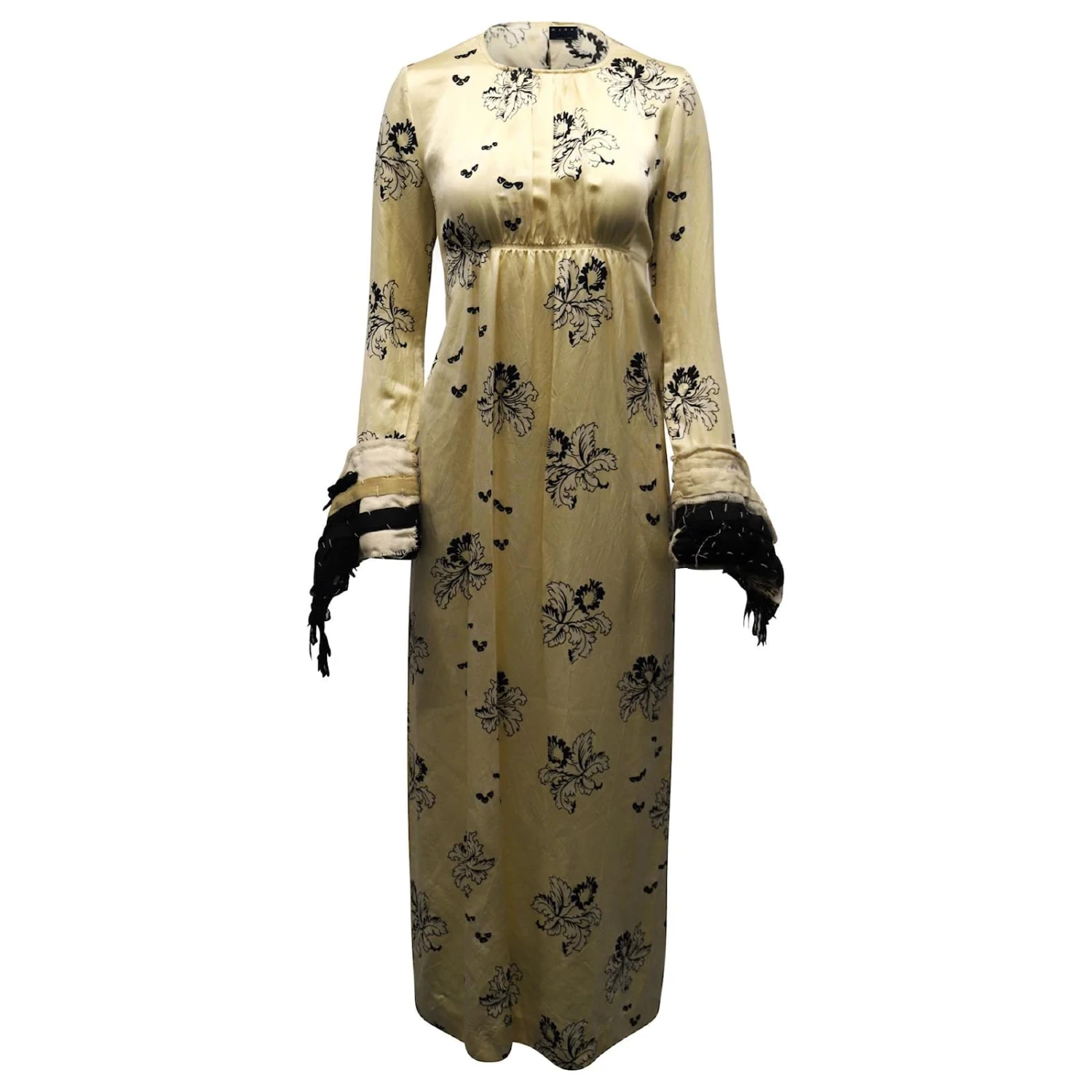 Marni Geblümtes Vintage-Kleid Aus Pastellgelber Seide
