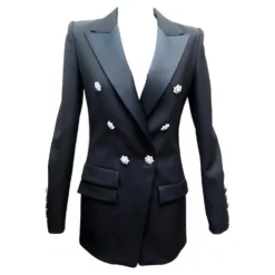 NEUE JACKE BLAZER KLEID ALEXANDRE VAUTHIER 36 S IN SCHWARZER SATINSCHWARZER JACKE